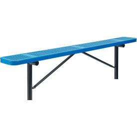 GoVets™ 8' Outdoor Steel Flat Bench Perforated Metal In Ground Mount Blue 076IBL262