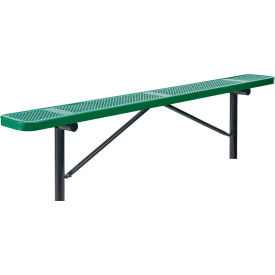 GoVets™ 8' Outdoor Steel Flat Bench Perforated Metal In Ground Mount Green 076IGN262