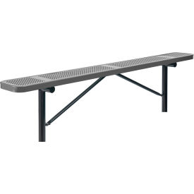 GoVets™ 8' Outdoor Steel Flat Bench Perforated Metal In Ground Mount Gray 076IGY262