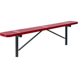GoVets™ 8' Outdoor Steel Flat Bench Perforated Metal In Ground Mount Red 076IRD262