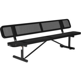 GoVets™ 8' Outdoor Steel Picnic Bench w/ Backrest Perforated Metal Black 077BK262
