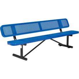 GoVets™ 8' Outdoor Steel Picnic Bench w/ Backrest Perforated Metal Blue 077BL262