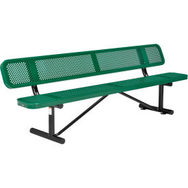 GoVets™ 8' Outdoor Steel Picnic Bench w/ Backrest Perforated Metal Green 077GN262
