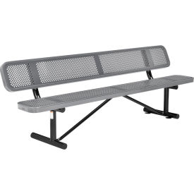 GoVets™ 8' Outdoor Steel Picnic Bench w/ Backrest Perforated Metal Gray 077GY262