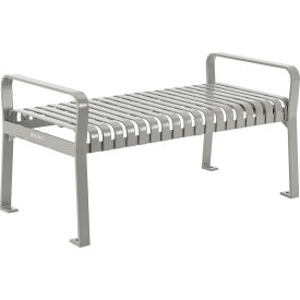 GoVets™ 4' Outdoor Bench Backless Vertical Steel Slat Gray 112GYKD262