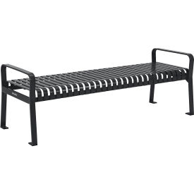 GoVets™ 6' Outdoor Bench Backless Vertical Steel Slat Black 113BKKD262