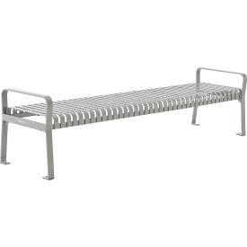 GoVets™ 8' Outdoor Bench Backless Vertical Steel Slat Gray 114GYKD262