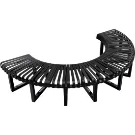 GoVets™ Outdoor Curved Bench Steel Slat Half Circle Black 135BKH348