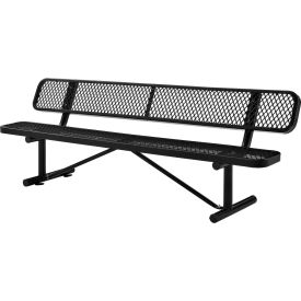 GoVets™ 8' Outdoor Steel Bench w/ Backrest Expanded Metal Black 155BK277