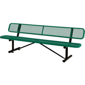 GoVets™ 8' Outdoor Steel Bench w/ Backrest Expanded Metal Green 155GN277