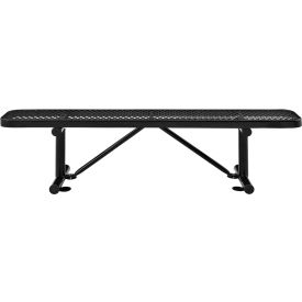 GoVets™ 6' Outdoor Steel Flat Bench Expanded Metal Black 156BK277