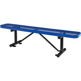 GoVets™ 6' Outdoor Steel Flat Bench Expanded Metal Blue 156BL277