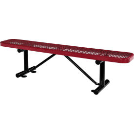 GoVets™ 6' Outdoor Steel Flat Bench Expanded Metal Red 156RD277