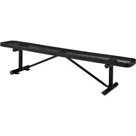 GoVets™ 8' Outdoor Steel Flat Bench Expanded Metal Black 157BK277