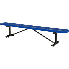 GoVets™ 8' Outdoor Steel Flat Bench Expanded Metal Blue 157BL277