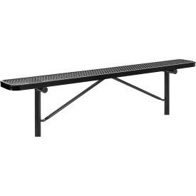 GoVets™ 8' Outdoor Steel Flat Bench Expanded Metal In Ground Mount Black 157IBK277