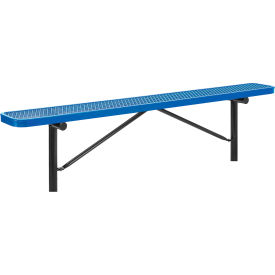 GoVets™ 8' Outdoor Steel Flat Bench Expanded Metal In Ground Mount Blue 157IBL277