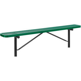 GoVets™ 8' Outdoor Steel Flat Bench Expanded Metal In Ground Mount Green 157IGN277