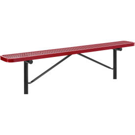 GoVets™ 8' Outdoor Steel Flat Bench Expanded Metal In Ground Mount Red 157IRD277