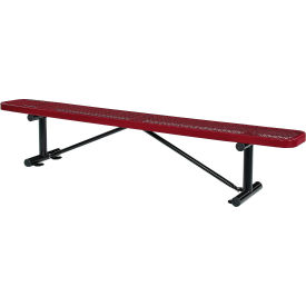 GoVets™ 8' Outdoor Steel Flat Bench Expanded Metal Red 157RD277