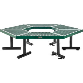 GoVets™ Hexagon Outdoor Tree Bench Expanded Metal Green 530GN277