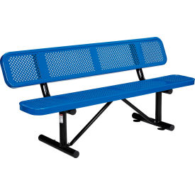 GoVets™ 6' Outdoor Steel Picnic Bench w/ Backrest Perforated Metal Blue 557BL694