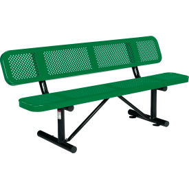 GoVets™ 6' Outdoor Steel Picnic Bench w/ Backrest Perforated Metal Green 557GN694