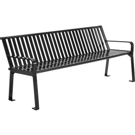 GoVets™ 6' Outdoor Bench with Back Vertical Steel Slat Black 854BKKD694