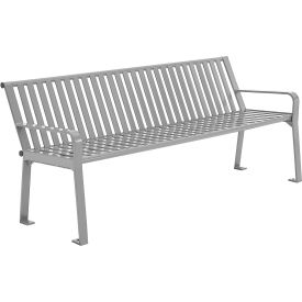 GoVets™ 6' Outdoor Bench with Back Vertical Steel Slat Gray 854GYKD694
