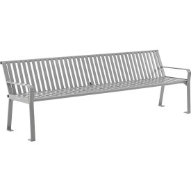 GoVets™ 8' Outdoor Bench with Back Vertical Steel Slat Gray 855GYKD694