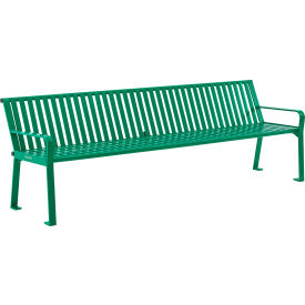 GoVets™ 8' Outdoor Bench with Back Vertical Steel Slat Green 855KD694