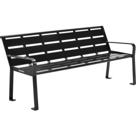 GoVets™ 6' Outdoor Horizontal Steel Slat Park Bench w/ Back Black 975BK436