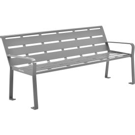 GoVets™ 6' Outdoor Horizontal Steel Slat Park Bench w/ Back Gray 975GY436