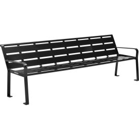 GoVets™ 8' Outdoor Horizontal Steel Slat Park Bench w/ Back Black 976BK436