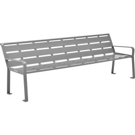 GoVets™ 8' Outdoor Horizontal Steel Slat Park Bench w/ Back Gray 976GY436