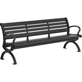 GoVets™ 6' Aluminum Park Bench w/ Backrest Black 978BK436