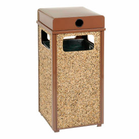 GoVets™ Stone Panel Trash Weather Urn Brown 24 Gallon 17-1/2