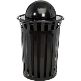 GoVets™ Outdoor Slatted Steel Trash Can With Dome Lid 36 Gallon Black 944BK261