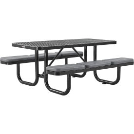 GoVets™ 6' Rectangular Picnic Table w/ Seat Cushions Expanded Metal Black 152BKS277