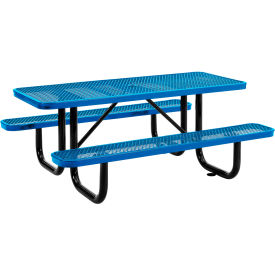 GoVets™ 6' Rectangular Picnic Table Expanded Metal Blue 152BL277