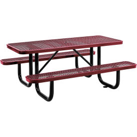GoVets™ 6' Rectangular Picnic Table Expanded Metal Red 152RD277