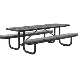 GoVets™ 8' Rectangular Picnic Table with Seat Cushions Expanded Metal Black 153BKSKD277