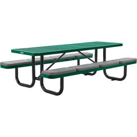 GoVets™ 8' Rectangular Picnic Table with Seat Cushions Expanded Metal Green 153GNSKD277