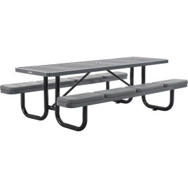 GoVets™ 8' Rectangular Picnic Table with Seat Cushions Expanded Metal Gray 153GYSKD277