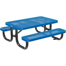GoVets™ 4' Rectangular Kids Picnic Table Expanded Metal Blue 485KBL695