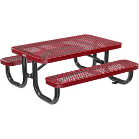 GoVets™ 4' Rectangular Kids Picnic Table Expanded Metal Red 485KRD695