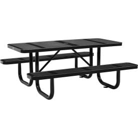 GoVets™ 6' Rectangular Picnic Table Perforated Metal Black 553BK694