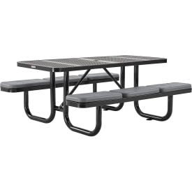 GoVets™ 6' Rectangular Picnic Table w/ Seat Cushions Perforated Metal Black 553BKS694