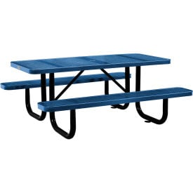 GoVets™ 6' Rectangular Picnic Table Perforated Metal Blue 553BL694