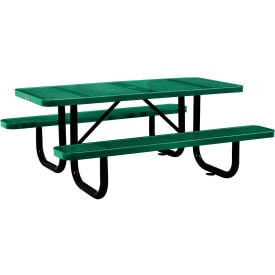 GoVets™ 6' Rectangular Picnic Table Perforated Metal Green 553GN694